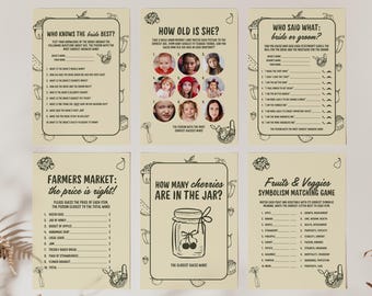 Farmers Market Bridal Shower Games Templates Editable She's Fresh Off the Market Bridal Shower Games Hand Drawn Colorful Bridal Shower Games