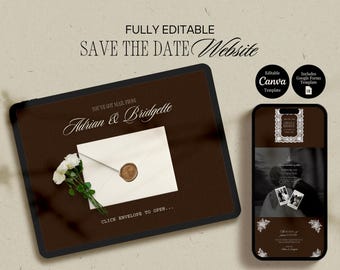 Old Money Wedding Save the Date Website Template Digital Wedding Save the Date Canva Template Wedding Google Forms Modern Wedding Website