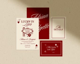 Vegas Wedding Suite Template Editable Lucky in Love Playing Cards Invitation Vintage Vegas Wedding Details and RSVP Cards Retro Vegas Invite