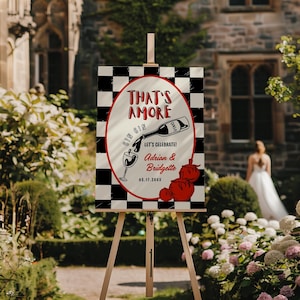 That&#39;s Amore Engagement Party Welcome Sign Engagement Party Decorations Custom Engagement Sign Whimsical Italian Theme Hand Drawn DIY Sign