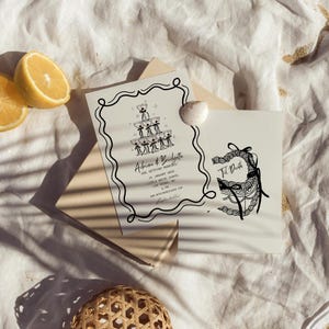 QUIRKY WEDDING INVITATION Template Handwritten Vintage Wedding Invite Hand Drawn Scribble Illustration Whimsical Wedding Invite Funky Invite