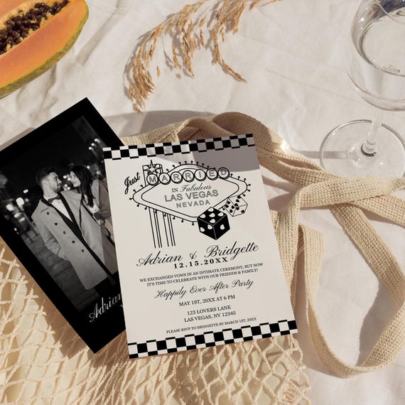 Las Vegas Elopement Announcement: Vintage Wedding Invitation (DIY Template)