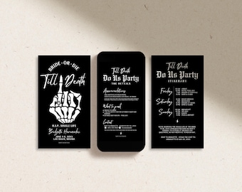 Bride or Die Mobile Bachelorette Itinerary Template Til Death Bachelorette Party Editable Invitation Bachelorette Weekend Itinerary Gothic