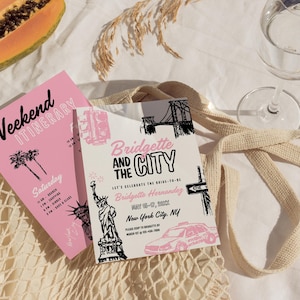 And The City Bachelorette Invite Girls Night Out New York City Bachelorette Party Itinerary Template Editable Printable NYC Bachelorette