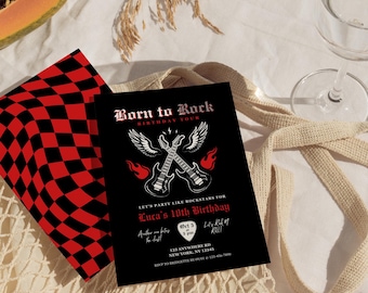 Rock N Roll Birthday Invitation: Editable DIY Canva Template