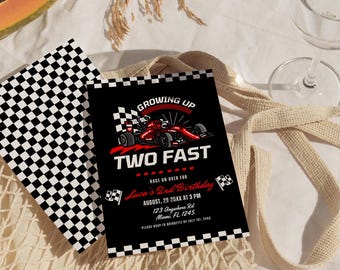 Two Fast Birthday Invitation Template Editable Race Car Birthday Invite Formula One Birthday Invitation Retro Race Car Birthday Formula One