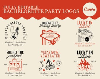 Vegas Bachelorette Logo Template DIY Vegas Logo Canva Template Editable Vegas Bachelorette Logo Lucky in Love Bachelorette Clip Art