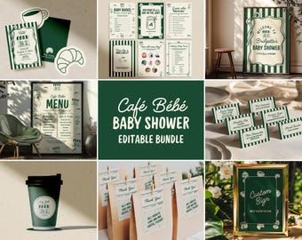 Cafe Bebe Baby Shower Bundle Templates Editable Coffee Shop Baby Shower Invitation Diaper Raffle Baby Is Brewing Home Cafe Baby Shower Games
