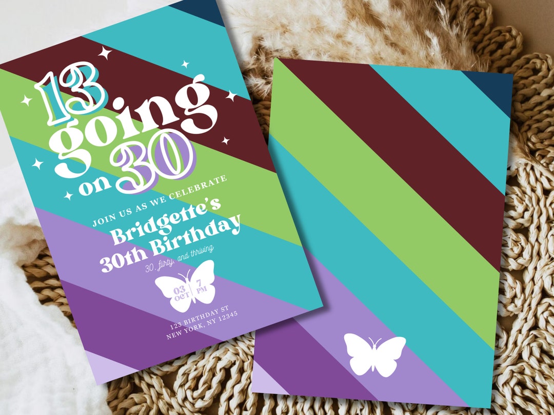13 Going on 30 Themed Birthday Invitation Editable 13th Birthday Invite 13 Going on 30 Themed Birthday Invitation Editable 13th Birthday Invite