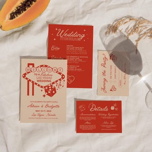 Itinerario de fin de semana de bodas en Las Vegas Plantilla de itinerario de bodas Lucky in Love Papelería de boda vintage Tema de boda Viva Las Vegas personalizado