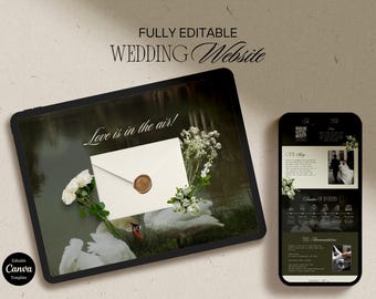 Elegant Floral Wedding Website Template: DIY Canva Invitation and Website (Digital Download)