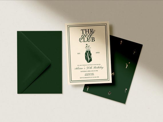 Golf Birthday Invitation Template Editable Let's Par-Tee Vintage Country Club Party Aesthetic Golf Invite Template Old Money Golf Birthday