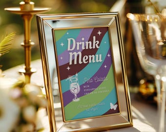 Retro 30th Birthday Drink Menu Sign: Custom Cocktail (DIY Canva Template)