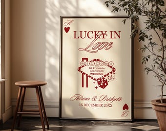 Vegas Wedding Welcome Sign Template Editable Lucky in Love Las Vegas Wedding Welcome Sign Vintage Vegas Reception Party Welcome Sign Custom