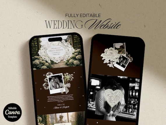 Old Money Wedding Website Template Editable Digital Wedding Invitation Website RSVP Google Form Classy Wedding Website Invitation Moody