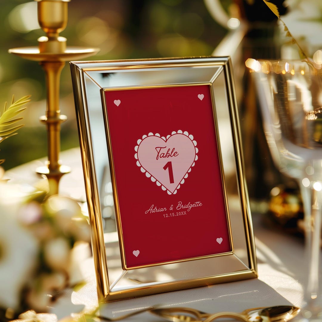 Retro Wedding Table Numbers Template Editable DIY Wedding Table Sign ...