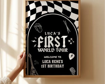 First World Tour Birthday Welcome Sign Born to Rock Birthday Party Another One Bites the Dust First Birthday Theme Rockstar Rockabilly