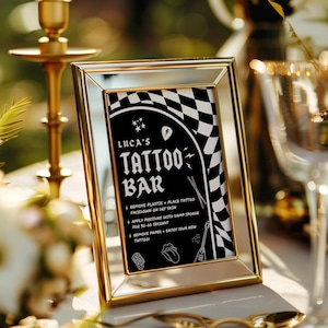 Modèle de signe de bar de tatouage Signe de la station de tatouage du premier tour du monde Bad TWO the Bone Poster du bar de tatouage Signe de fête d&#39;anniversaire rock Born to rock
