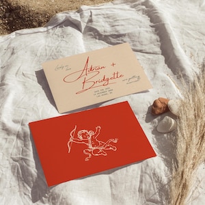 Vintage Wedding Save the Date Template Editable Vegas Wedding Save the Date Invitation Retro Cupid Wedding Invite Colorful Wedding Invite