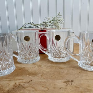 Paul Sebastian Cristal D'Arques, Set of 4 ,  Lead Crystal Coffee Mugs with Original Box