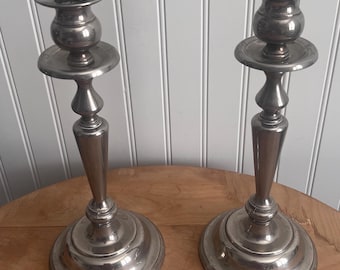 Elegant, Tall,  Vintage Silver Candlestick Holders - Set of 2-  Silver Plated