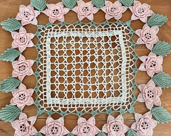 Handmade Sweet Shabby Vintage Rose Crochet Doily