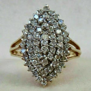 1.95Ct Round Moissanite Diamond Cluster Wedding Ring, 14K Yellow Gold Plated Sterling Silver, Women's Elegant Ring, Christmas Gift for Her