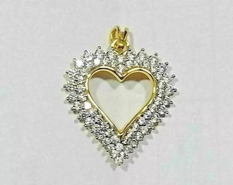 Colgante de corazón con diamantes de 3 quilates, creados en laboratorio y de corte redondo para mujer. Acabado en oro amarillo de 14 quilates. Regalo romántico para ella. Hecho a mano.