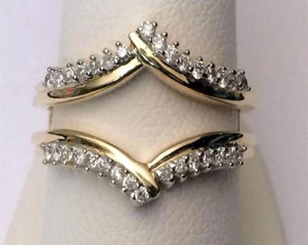 Realzador de anillo de alta calidad, anillo envolvente, protector de anillo, chaqueta de anillo, plata de ley 925 con baño de oro de 14 kt, mejora el aspecto de tu solitario.