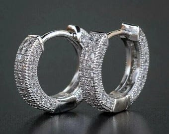 Pendientes de aro de moissanita auténtica de corte redondo de 1,50 quilates, aprobados por el probador de diamantes, para hombre, ideal como regalo de boda, compromiso o cumpleaños, en plata de ley 925.
