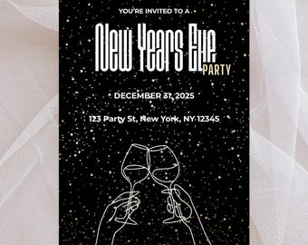Sparkling Champagne New Year's Eve Party Invitation (Digital)
