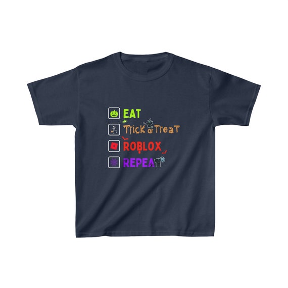 Roblox Halloween Kids Tee: Eat Trick or Treat Repeat Fun 