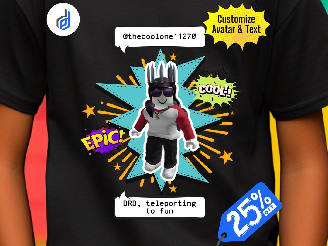 Roblox T-Shirt with Personal User Name Kids Shirt - Child & Adults 