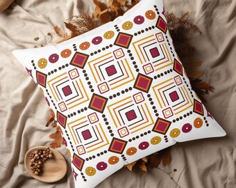 Boho Geometric Throw Pillow - Ideal Festive Home Decor Gift - Square Cushion for Couch & Bed