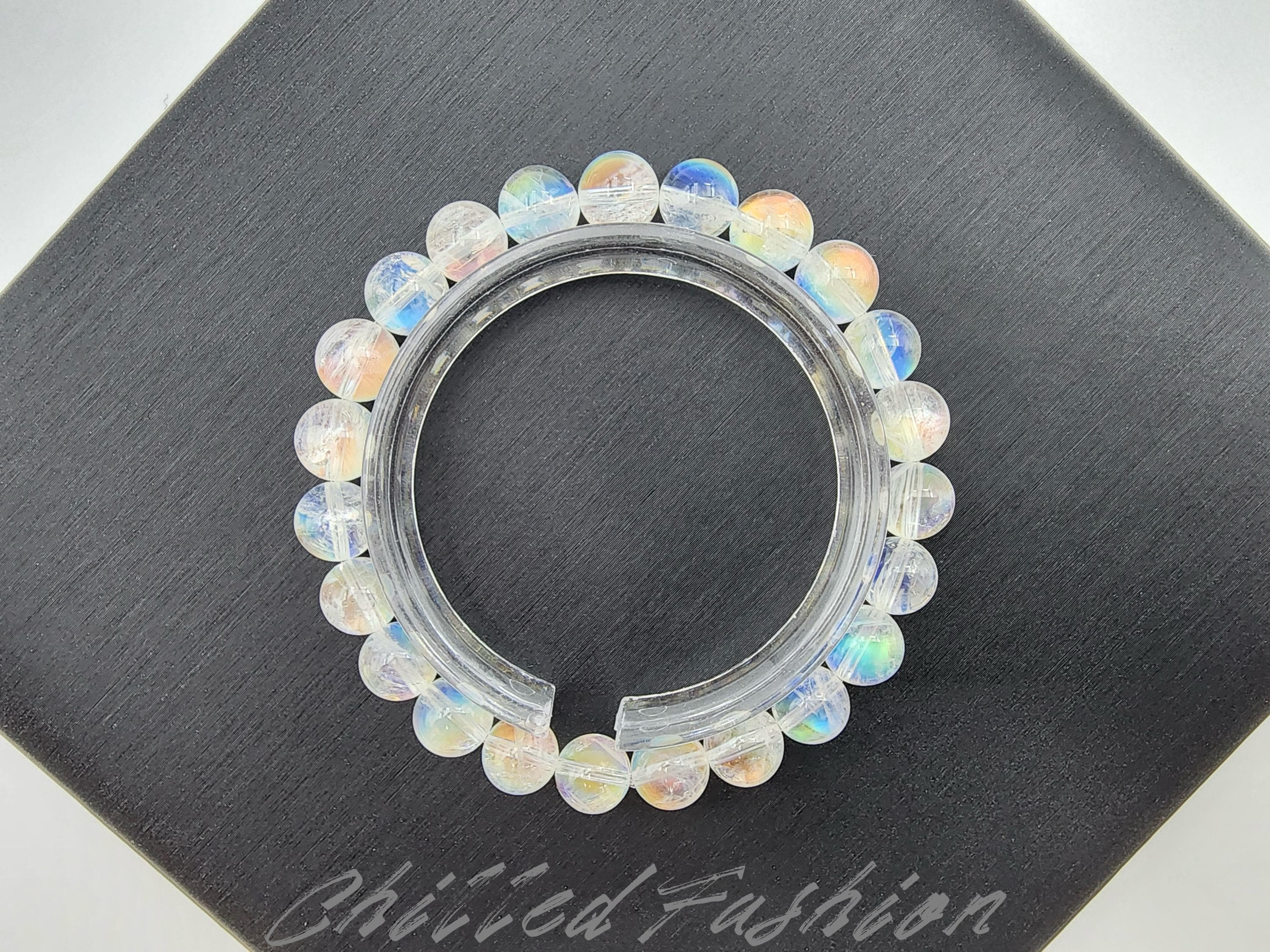 8mm マダガスカル産レインボームーンストーンブレスレット - マルチ