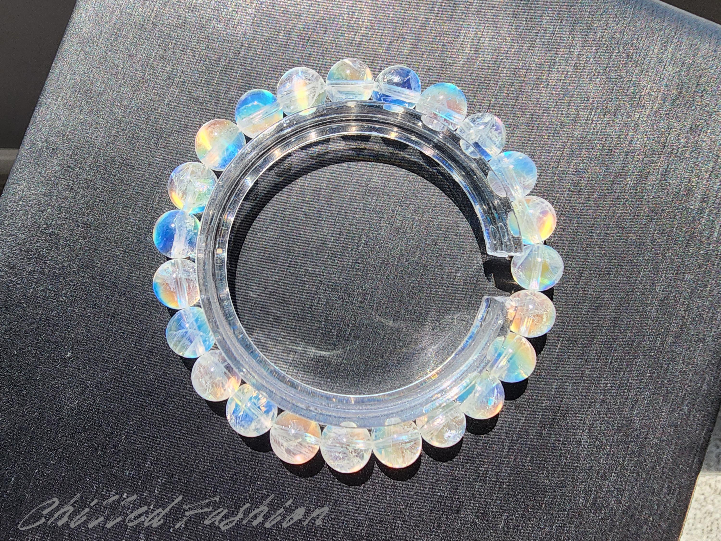 8mm マダガスカル産レインボームーンストーンブレスレット - マルチ