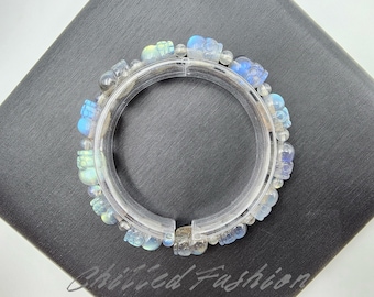 Natural Labradorite Pixiu Bracelet - Pi Yao Wealth Dragon - Feng Shui Abundance - Protection Charm - High Flash Crystal - 19cm Wrist Size