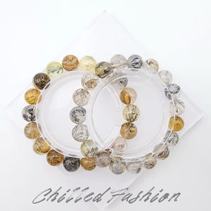 Natural Dendritic Quartz Bracelet - Fern Leaf Pattern Crystal Jewelry - Nature Inspired Gemstone Bracelet - Unisex Beaded Gift