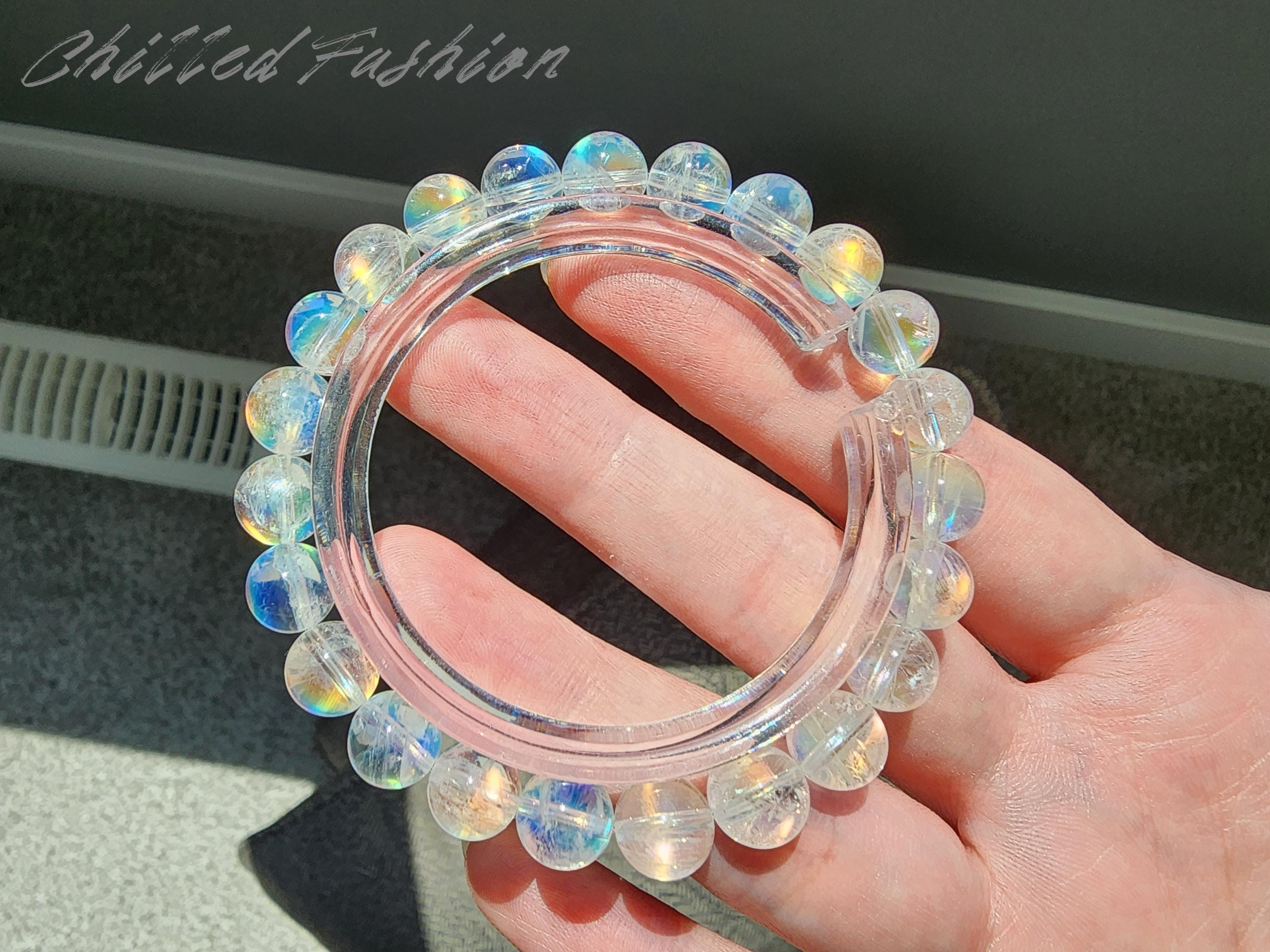8mm マダガスカル産レインボームーンストーンブレスレット - マルチ 