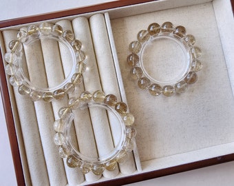 Golden Flow: Rutilated Quartz Bracelet| Crystal Bracelet| Nature Stone Bracelet| Natural Gemstone Bracelet| Gift| Everyday Wear| Round Bead