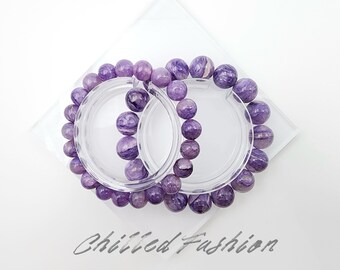 Natural Charoite Bracelet - Stone of Transformation - Rare Purple Gemstone - Crown Chakra Crystal - Healing Crystal Jewelry
