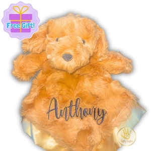 Personalized Puppy Lovey, Dog Lovey, Goldendoodle baby blanket, Golden Retriever Lovey,  Golden retriever baby blanket, Custom Baby Lovey