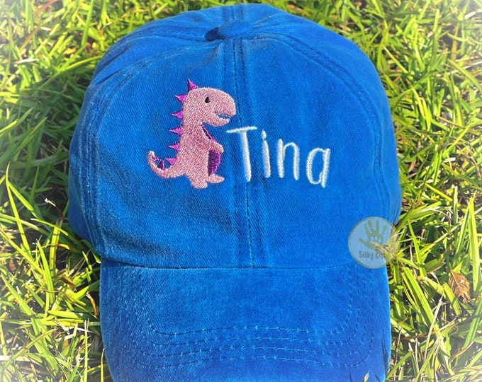 Custom Toddler Girl T-rex Dinosaur Hat (Ages 1-5), Personalized Toddler Girl Hat, Toddler Hat girl, Personalized Toddler Baseball Cap