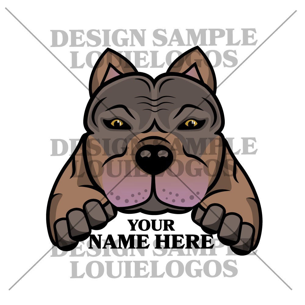 Pitbull / American Bully Dog Logo Illustration Etsy
