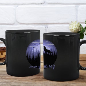 Mountain Wolf Black Mug Gift  Wolf Lover for Women Men Large 11oz Ceramic Cup Canis Lupus Wolf Howling Moon Mom Dad Season of the Wolf