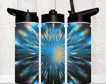 Blue Light Speed  Water Bottle Woman Kids Adult  Gift Birthday Space Universe Flask Exercise Camping  Hiking Stainless Steel  Modern Design