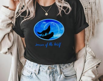 Black Wolf T-shirt for Men Women Birthday Nature Timberwolf Mountain Wolf Lover Gift Howling Season of the wolf Shirt for Sportsman