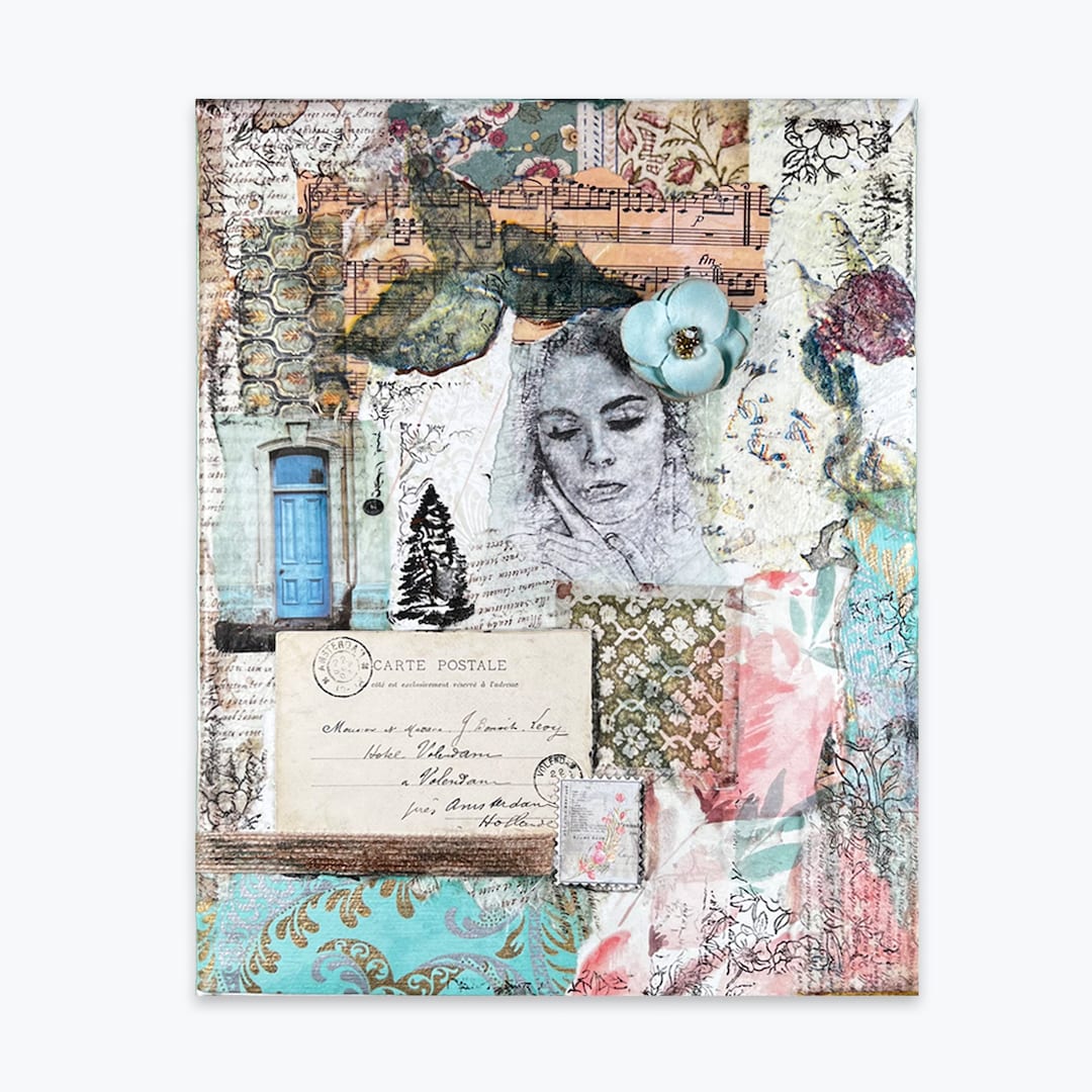 Handmade Original Artwork Vintage Collage Mixed Media Art Handmade Art