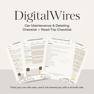 Printable Car Maintenance and Detailing Checklist, Car Maintenance and Detailing Tracker, Pdf Download.