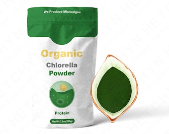 Organic Chlorella Powder High Protein Superfood Plant-Based Protein 50% Vegan Non-GMO Detox Nutrient-Rich Green Powder Smoothies Supplements